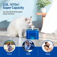 pet dog and cat electric luminous fountain feed water dispenser waterer 2000ml large capacity and replaceable filter element