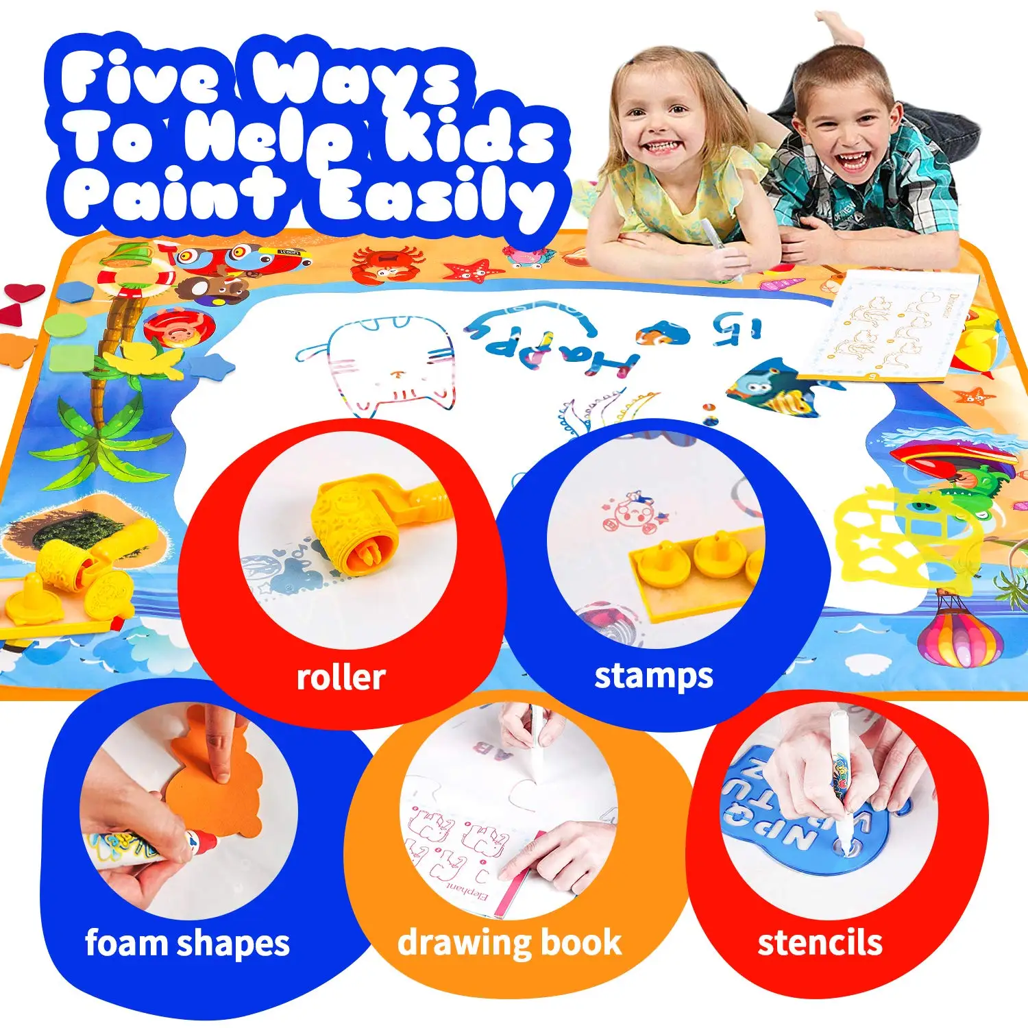 Children Water Drawing Mat Board Writing Doodle Toy Color Aqua Magic Bring Pens Educational Travel Toys Gift | Игрушки и хобби
