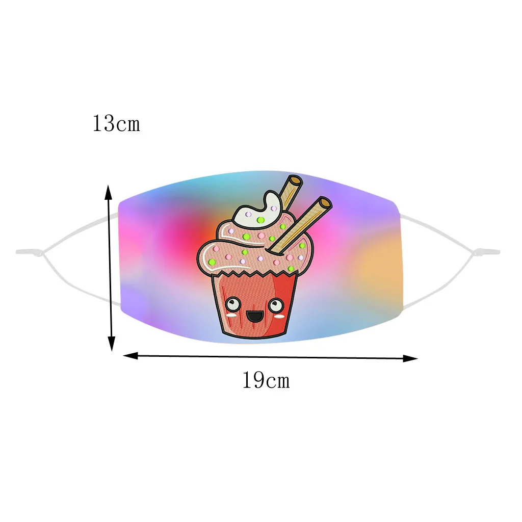 

Adult reusable and washable protective mask fashionable with ice cream print adjustable breathable and easy to use