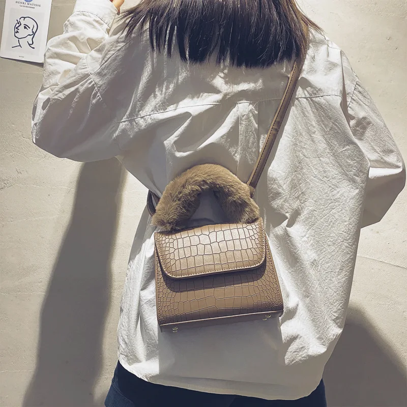 Женская сумка тоут с каменным узором элегантная женская через плечо плюшевой