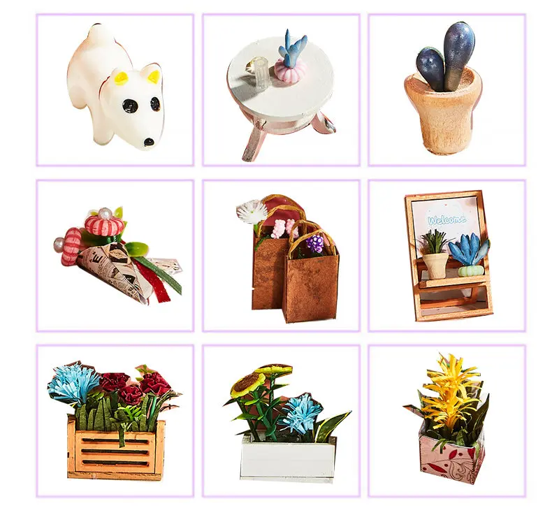 Красивые цветы Деревянный Кукольный дом 1/24 diy миниатюрные куклы мебель и