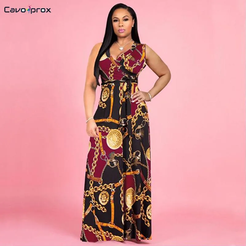 Женское платье без рукавов в стиле ретро с цепочкой и поясом богемное