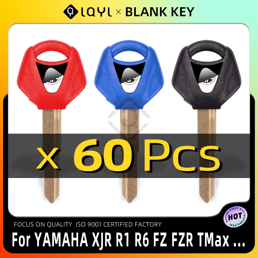 60Pcs Motorcycle Key Uncut Blank Replace Keys For YAMAHA YZF XJR1300 FJR1300 MT09 MT07 XJ6 TMax FZ6 FZ8 R3 R1 R6 XJR400 SR400