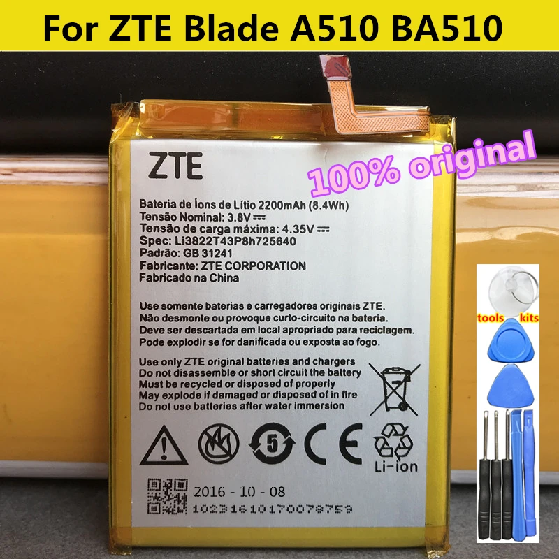 100% оригинальный новый высококачественный аккумулятор для телефона ZTE Blade A510 BA510