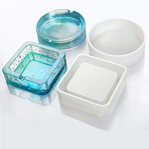 

Resin Silicone Mold,5 Pack Resin Art Molds Include Round,Square,Cylinder,Plate,Silicone Molds For Concrete,Diy Coaster/Flower Po