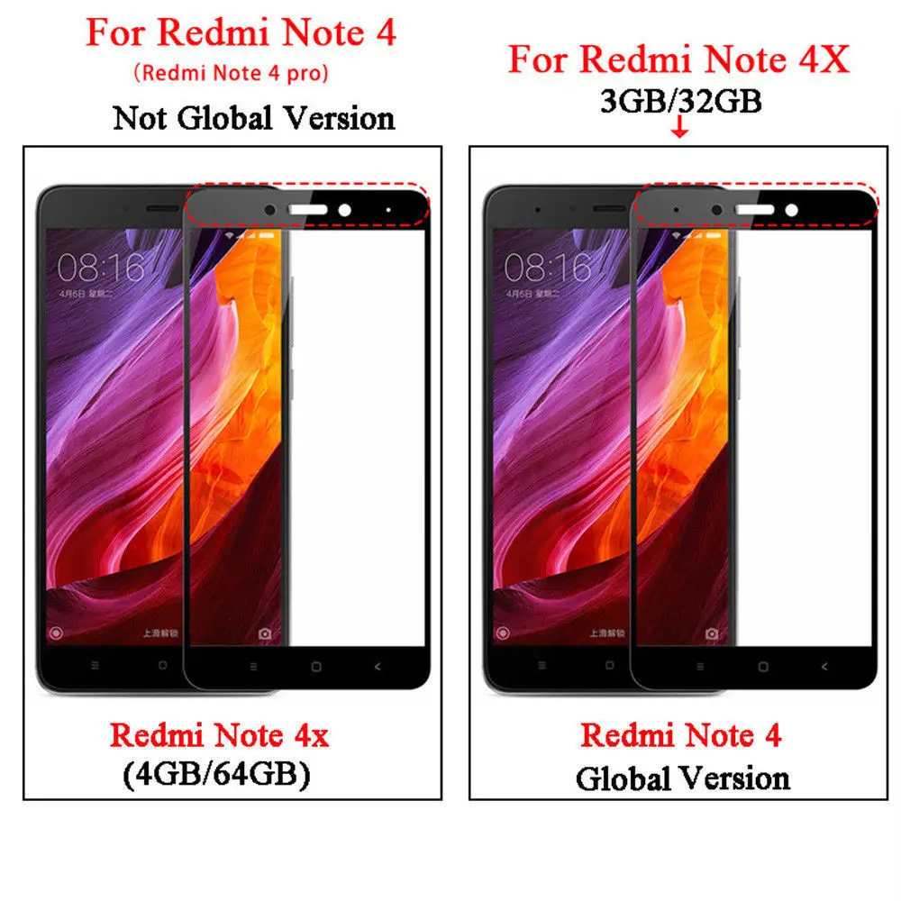 Закаленное защитное стекло Redmi Note 4X 4 Защитная пленка для экрана полное покрытие