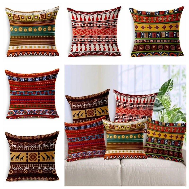 

Retro High Quality Pillowcase Striped Linen Living Room Sofa Car Home Decoration Cushion Pillow Cover Boho Pillow Case Decor