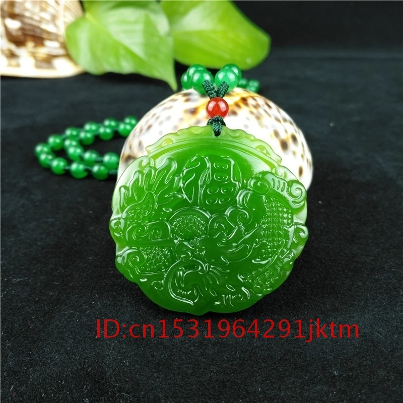 

Натуральная мода для женщин резное китайское Нефритовое Ожерелье Амулет ручная Мужская подвеска дракон зеленые подарки жадеит ювелирные и...