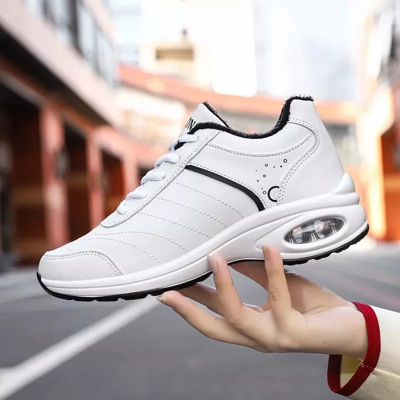 

2020 new ins Travel shoes women lace up single shoes student warm shoes white pu sneakers for Female zapatillas deportivas mujer