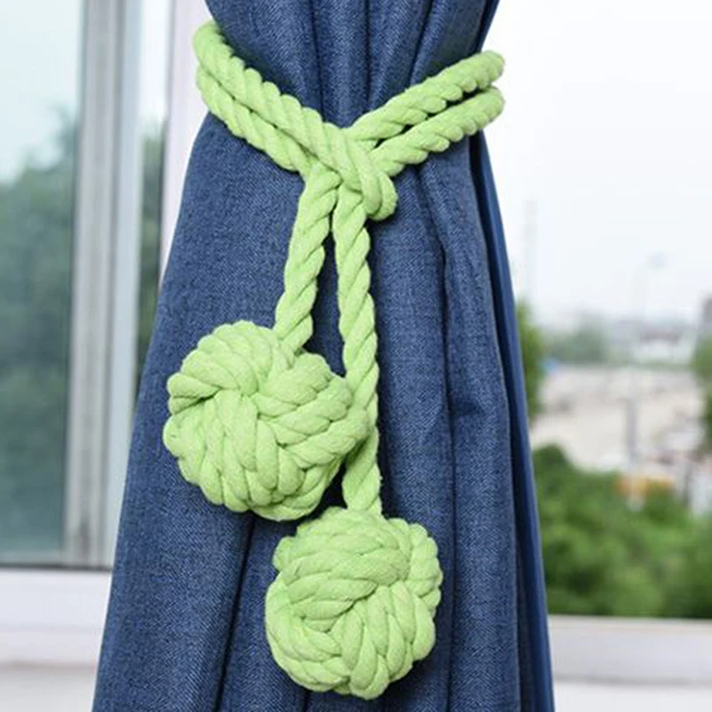 

Creative Curtain buckle Knitted Rustic Cotton Ball Ropes Buckle Curtain Tie Backs Lashing Eco-Friendly Hanging Ball Ropes