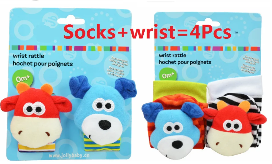 4 шт. детские мягкие носки погремушки с принтом зебры|Погремушки| |