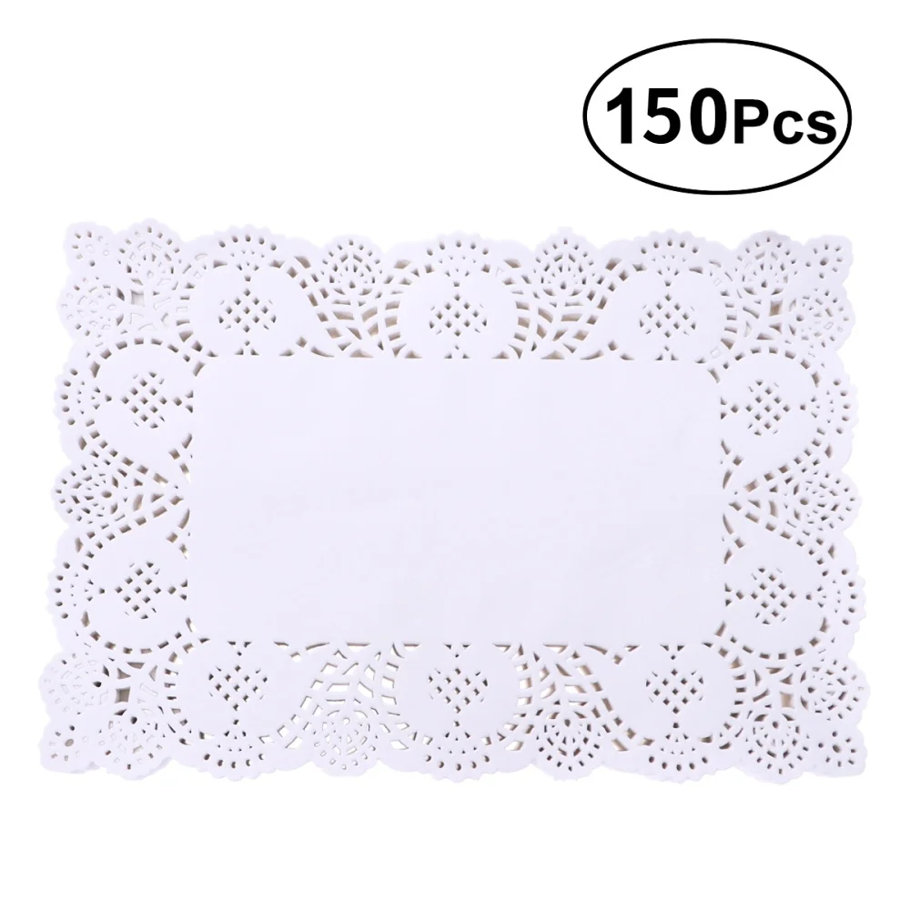 

150Pcs/Pack Paper Doilies Disposable Rectangle White Oil-absorbing Cake Box Liner Packaging Paper Pad for Birthday Party Wedding
