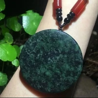 natural jade treasure medicine king stone round brand pendant simple round wushi brand pendant mens and womens sweater chain