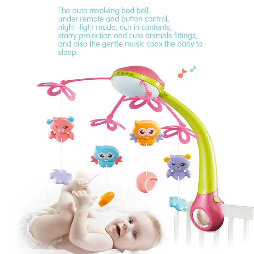 

Cot Musical Baby Toy Mobile With Light Crib Projection Rotating Night Bed Bell Newborn Nursery Lullaby Sleeping Remote Control