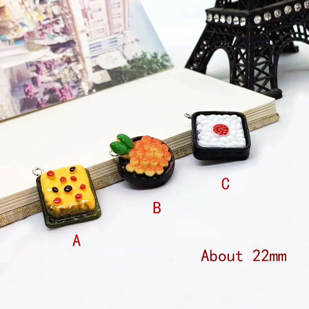 6 шт. имитация рисовых шариков для суши из смолы японской кухни, подвески для создания украшений DIY, серьги, брелки для ключей, аксессуары для телефонов.