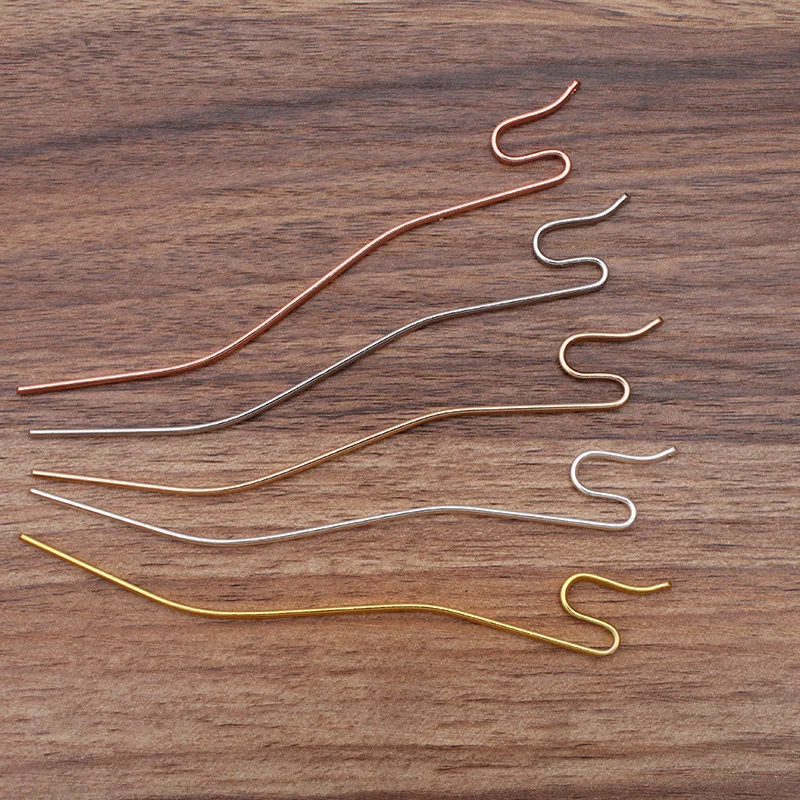 

Retro Snake Shape Hair Stick with Hole Metal Bun Hairpin DIY Findings Bases for Wedding Bridal Hair Clip Accessoriess