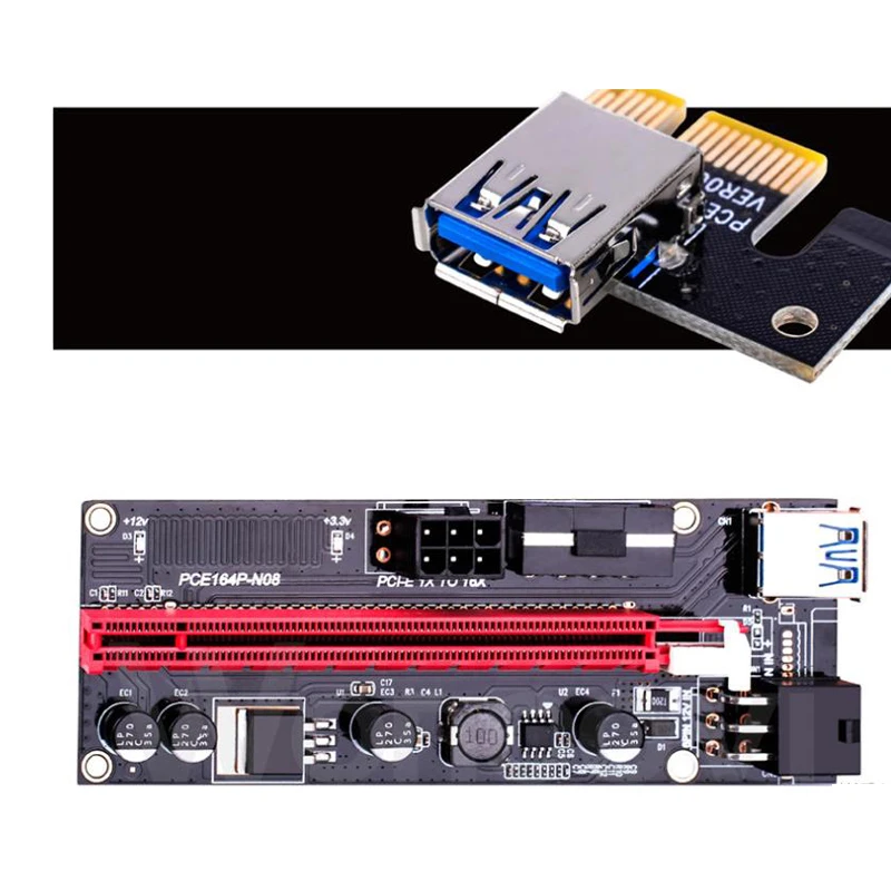 

PCI-E Riser card 009s Express 1X 4x 8x 16x gold plated PCI E USB Riser 009S Adapter Card SATA 15pin for BTC Mining Miner