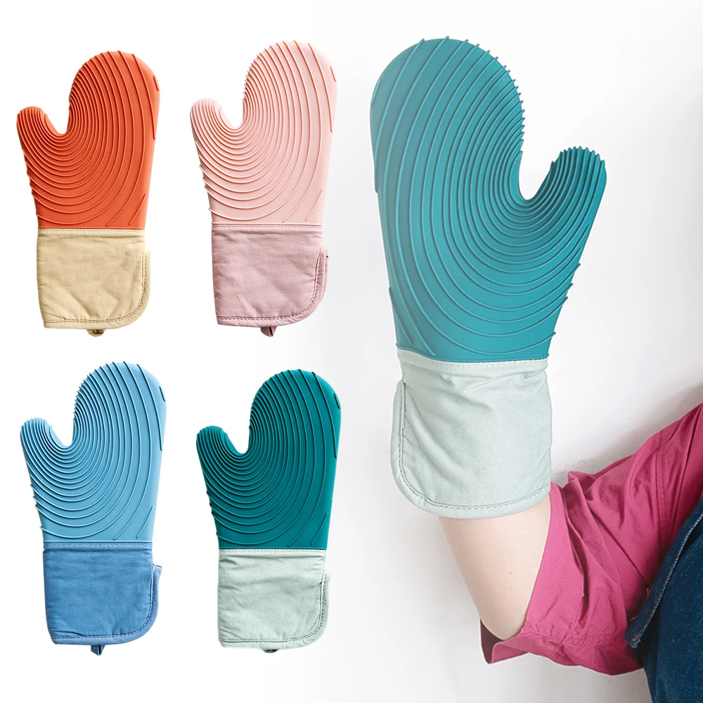 

Kitchen Microwave Ovens Silicone Anti-Scald Heat-Insulating Gloves Breathable Safe Non-Toxic Non-Slip Gloves Kitchen Baking Tool