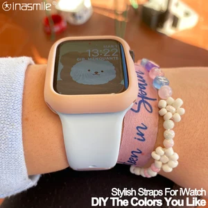 quality diy silicone strap for apple watch 6 5 4 3 se band 40mm 44mm smartwatch wristband sport bracelet iwatch serie 38mm 42mm free global shipping