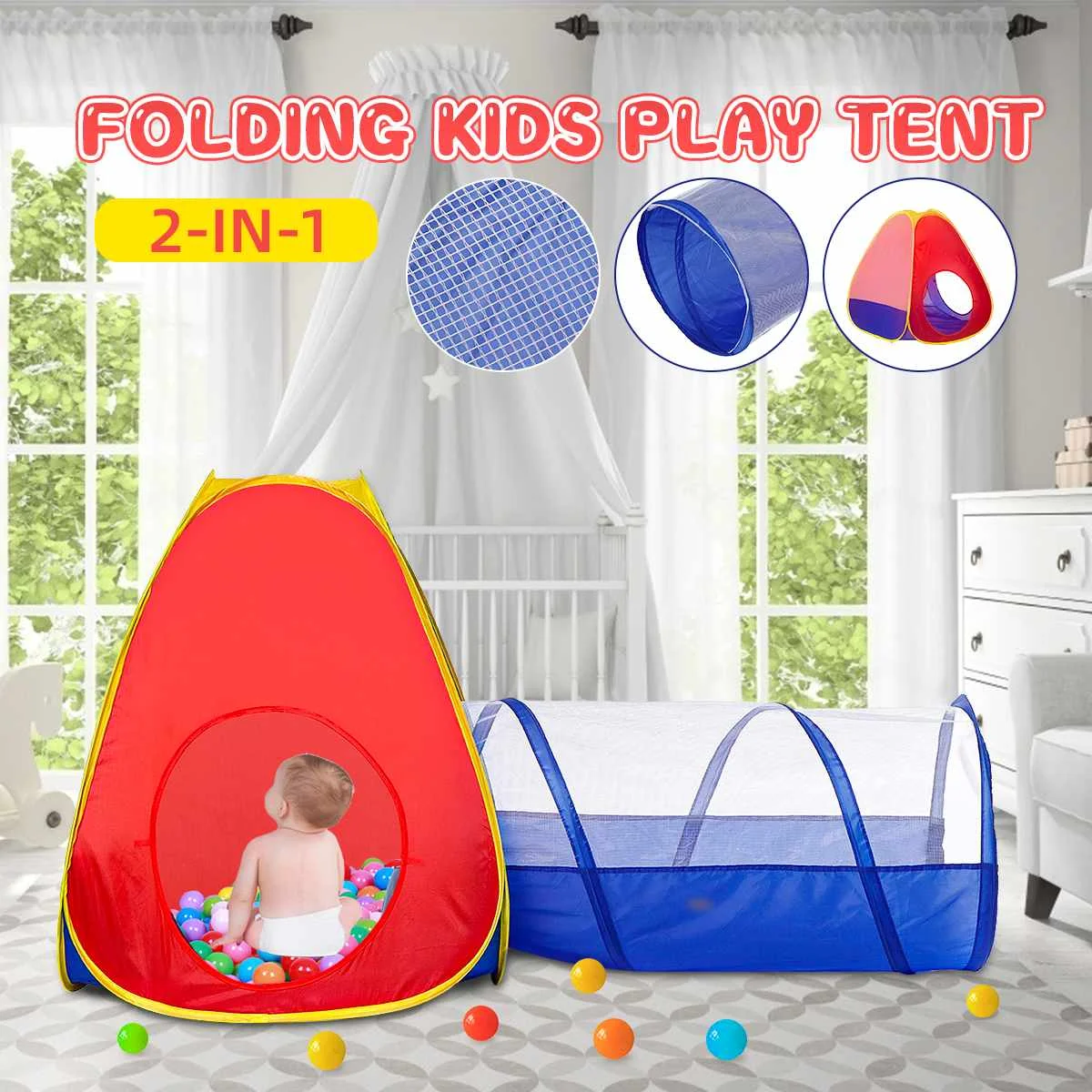

Portable Kids Tent House Play Toys Tunnel Crawling Playhouse Castle Children Ocean Ball Pool Pit Baby Folded Indoor Outdoor Game