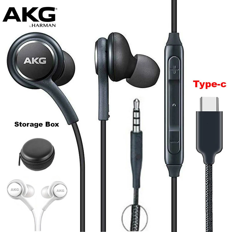 Наушники AKG EO IG955 в уши 3,5 мм/тип-c с микрофоном Проводная гарнитура для SAMSUNG Galaxy note10 S10/S10+ S9 S8/S8+ S7 huawei xiaomi