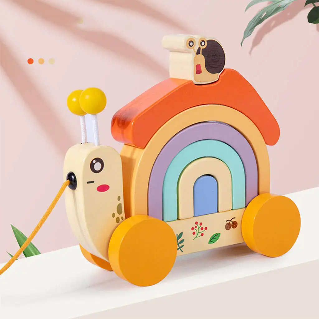 

Wood Rainbow Stacker Development Montessori Toy for Girls Child