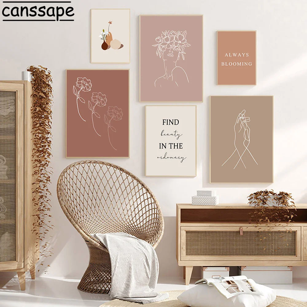 Абстрактная Ретро Настенная картина в стиле бохо на холсте цветок женщина