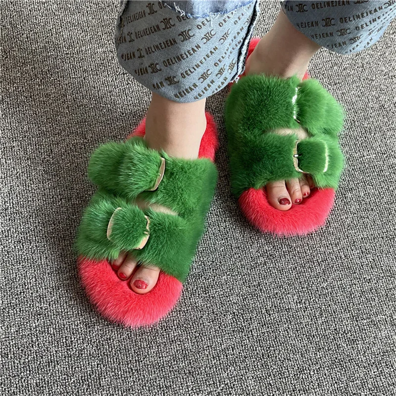 

100% Mink Fur Slippers For Women Fur Slippeers, Real Mink Fur Slippers, Cute Women Slippers