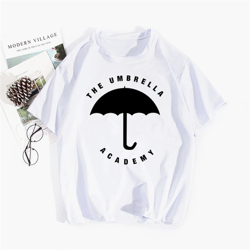 Футболка женская с коротким рукавом Повседневная рубашка принтом зонтика