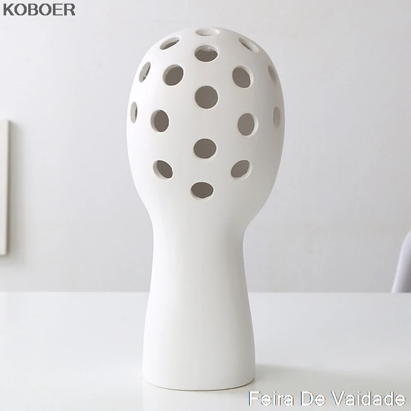 

Ceramics Flower Arrangement Human Head Hole Abstract Handicraft Furnishings Modern Home Decoration Accessories Vases For Flowers