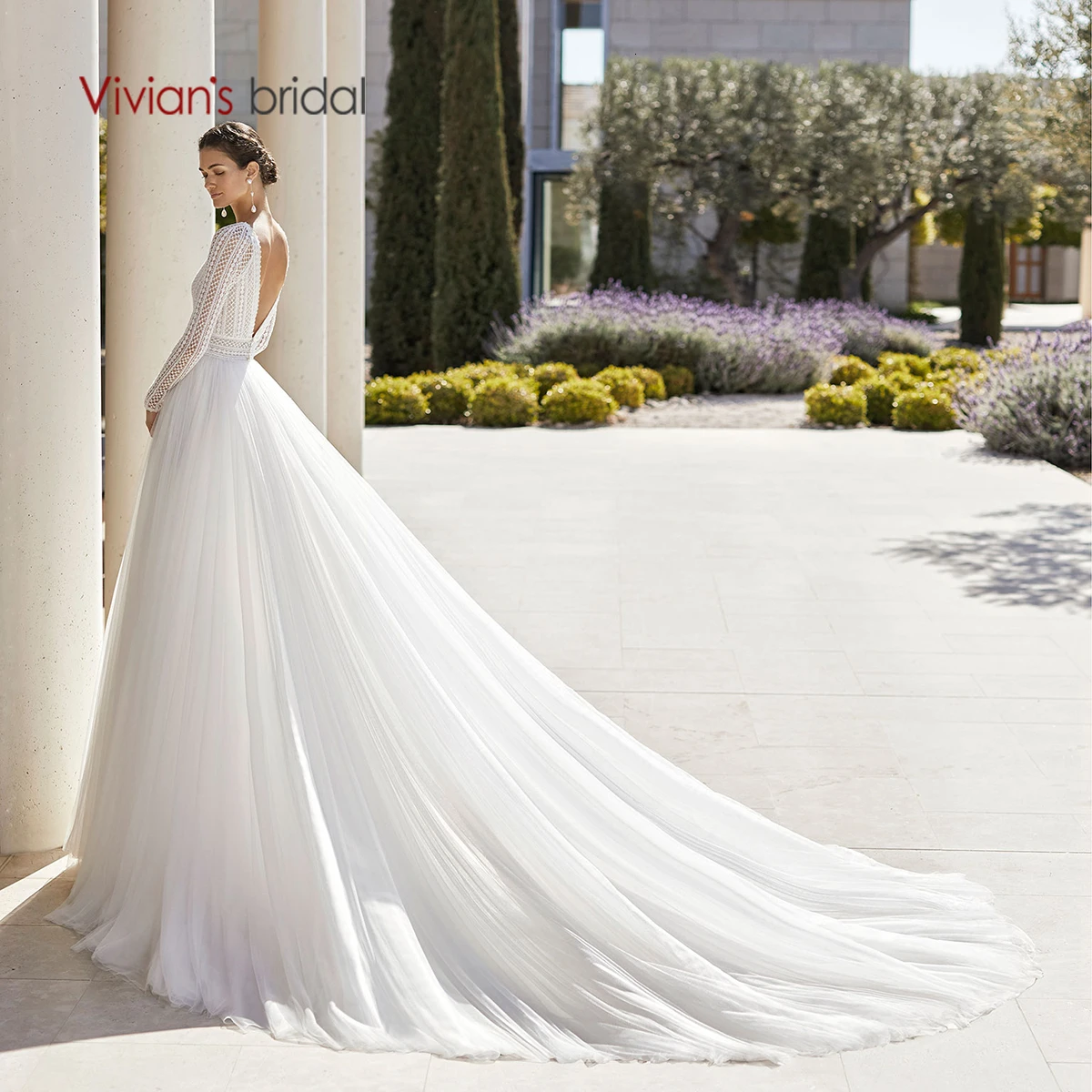 Vivian's Bridal Princess свадебное платье Элегантное кружевное мягкое Тюлевое с глубоким v