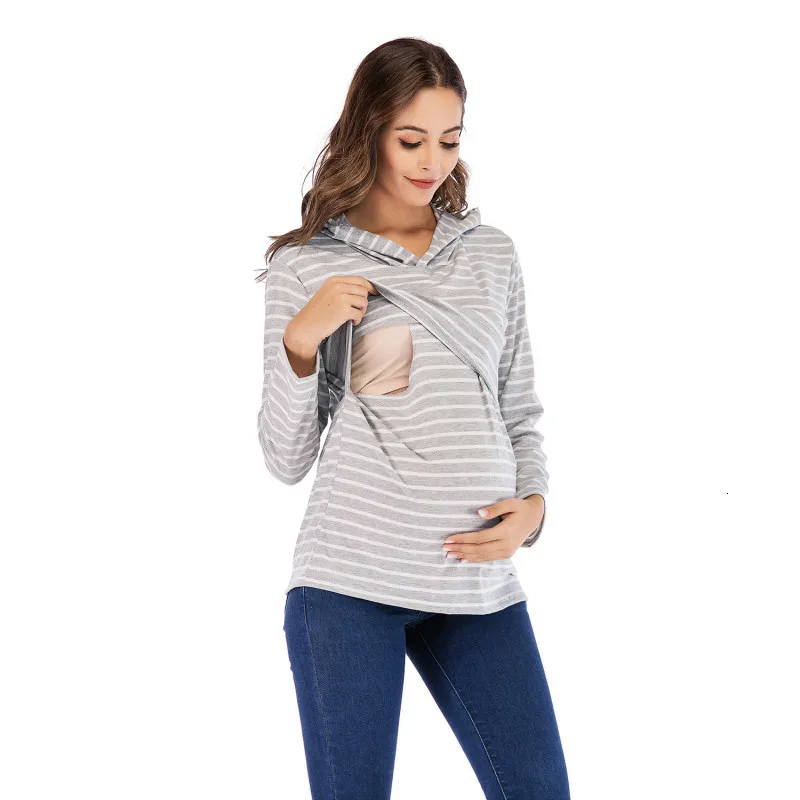 Одежда для грудного вскармливания футболки женщин толстовка с капюшоном