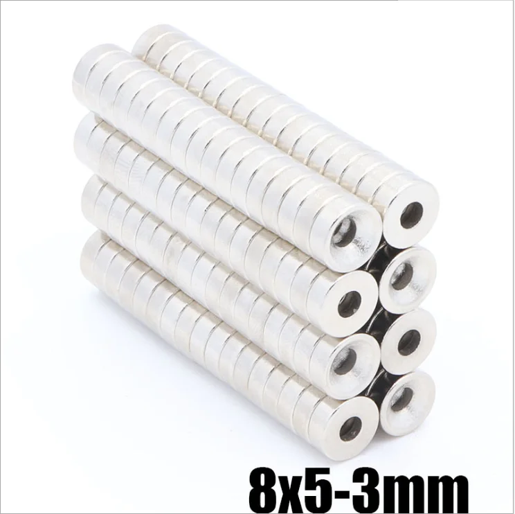 

20pas 8x5-3 Small Countersunk Round NdFeB Neodymium Magnet Powerful Rare Earth Permanent Fridge Magnets for DIY