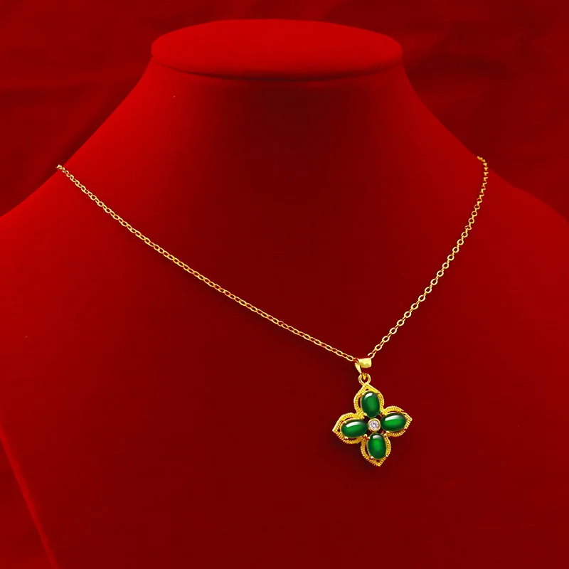 Роскошное ожерелье из 24-каратного золота Подвеска для женщин ювелирные изделия