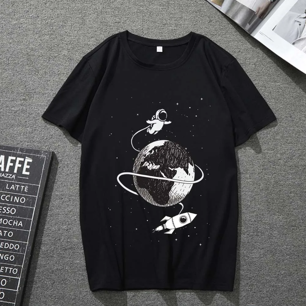 

Men's and Women's T-shirt Black Universal Series Round Neck Printing Short-sleeved Top Casual Japanese Youth Breathable Top