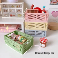 foldable plastic storage case desktop organizing collapsible baskets cosmetic container crate household folding storage box