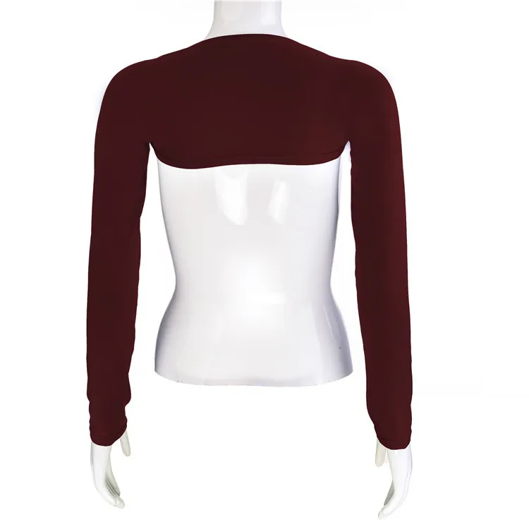 New Fashion One Piece Cotton Sleeves Arm Cover Shrug Bolero Hijab Muslim Islamic 20 Colors Free Shipping - Color: Burgundy
