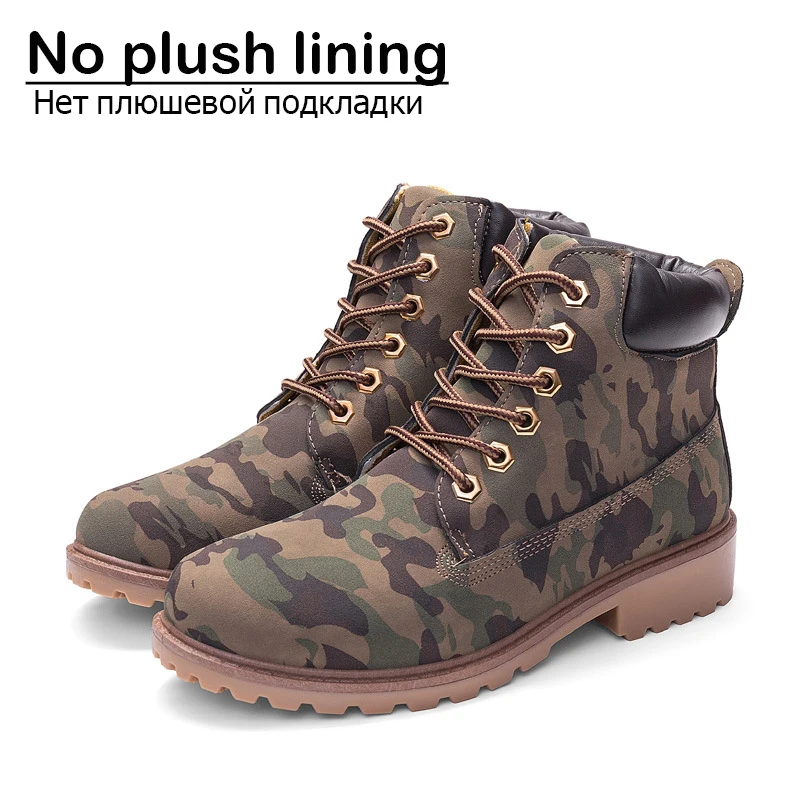 Camouflage Зимние ботинки г. Новые женские ботильоны на шнуровке из плюша женские теплые зимние ботинки в британском стиле для студентов женская обувь - Цвет: Camouflage