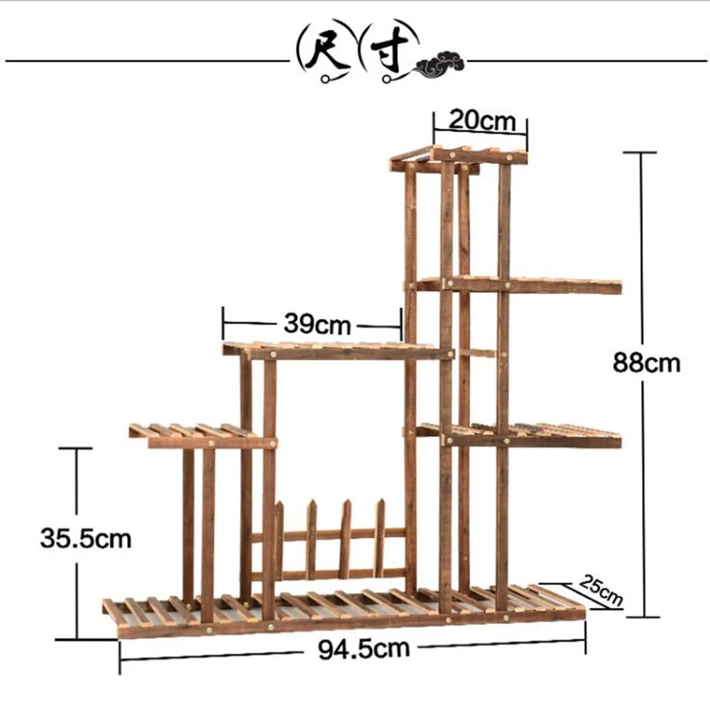 Деревянная стойка для цветов подставка растений много бонсай полка двора сада