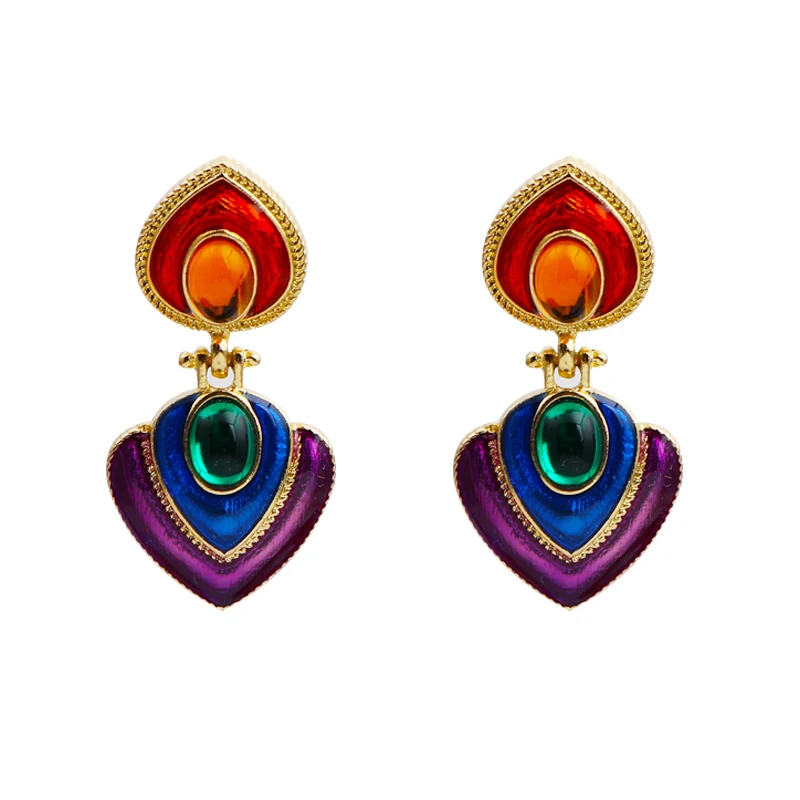 ZA Boho красочные Кристальные смолы сердце клип на серьги без пирсинга для женщин Шарм Макси массивные серьги клипсы ювелирные изделия