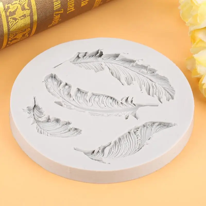 DIY силиконовые формы перьев помадка торт украшения плесень шоколада Плесень
