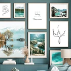 Настенная живопись на холсте, зеленые лепестки леса, чернила, современные скандинавские плакаты и принты, настенные картины для декора гостиной