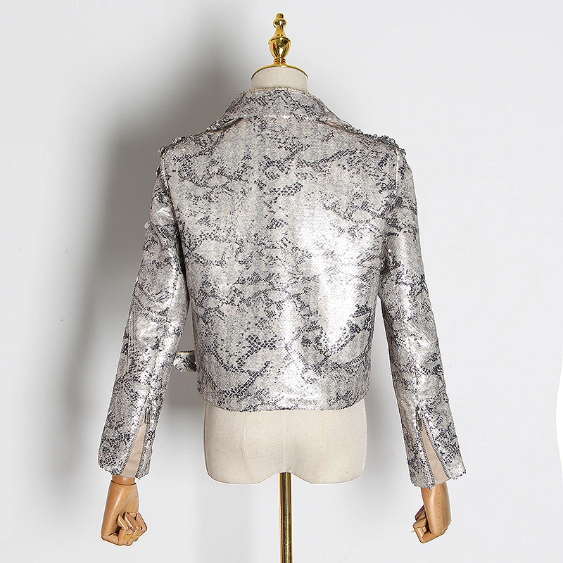 Лоскутные женские пальто с блестками воротник лацканами длинный рукав на молнии