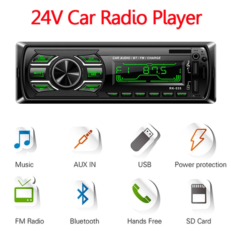 Обновление 1 Din автомобильный радиоприемник 24V Авто Аудио FM MP3 плеер Bluetooth два USB
