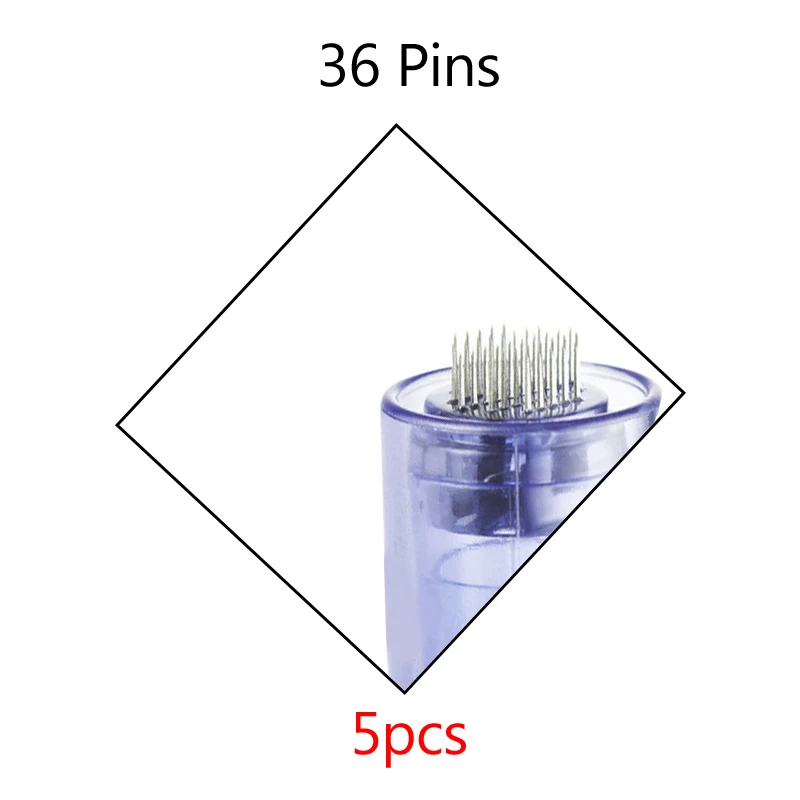 5pcs 36PIN needle Профессиональный массажер с микроиглами Meso ручка без игл портативный жизненный инъекции кислоты воды ручной кожи инжекторный пистолет - Цвет: 5pcs 36PIN needle