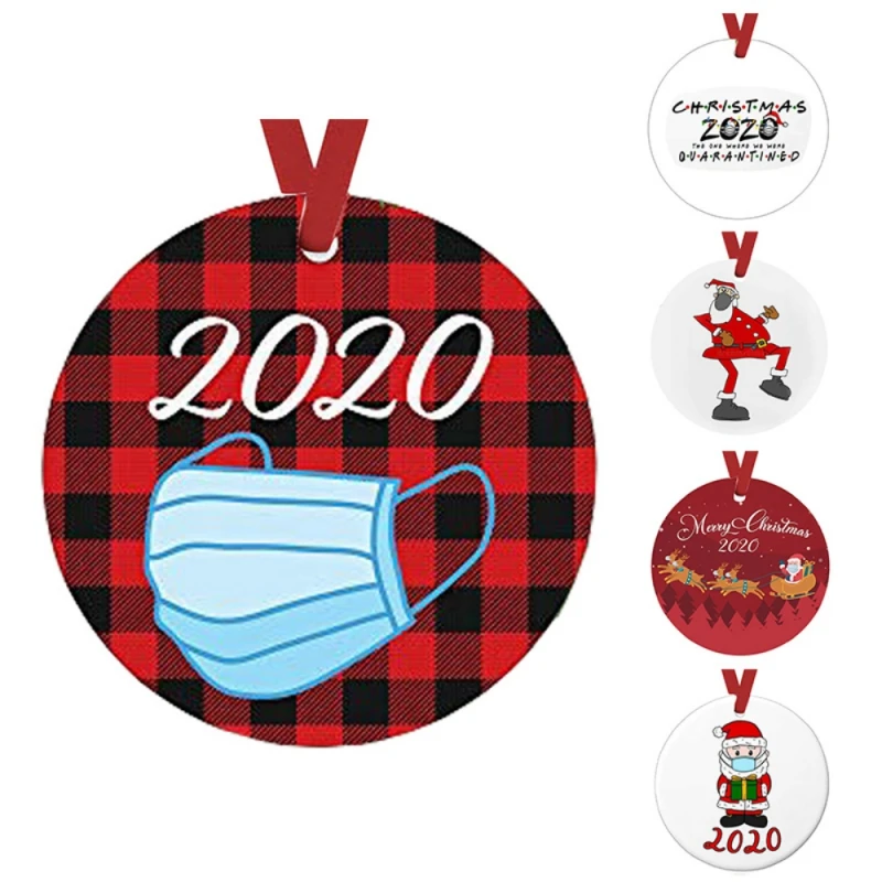 

Personalized Cartoon Santa Claus Wearing A Mask Ornaments Pendant 2020 Festival Hanging Decoration For Xmas Tree Party Decor