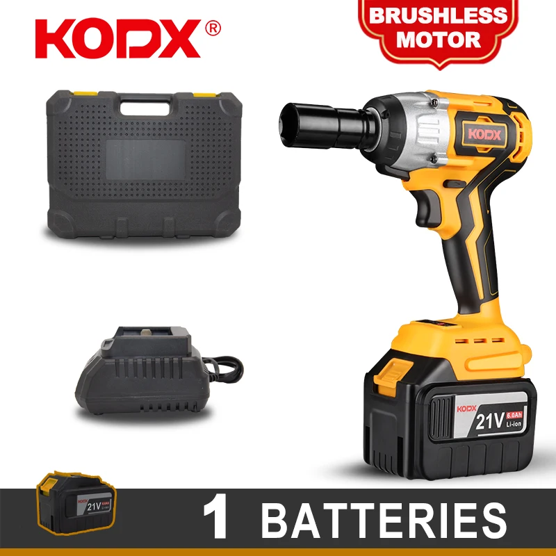 

KODX 21V 620N.m 22800mah Brushless Wrench Li-ion Battery Electric Wrench Cordless Waterproof Impact Wrench Kit DHF4.1