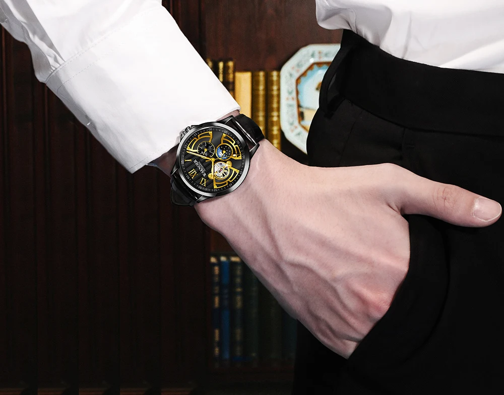 

New Brand Watch Men's Automatic Mechanical Wristwatch Leather Watches Business Fashion Hours Male Saati Montre Relogio Masculino