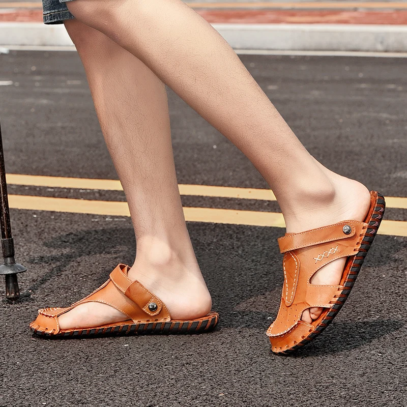 

Sandalia Masculino Em Couro Male Sandal Mens Sandals Summer Leather Sandles For Men Sandalia Masculina Man Shoes Gladiator Geta