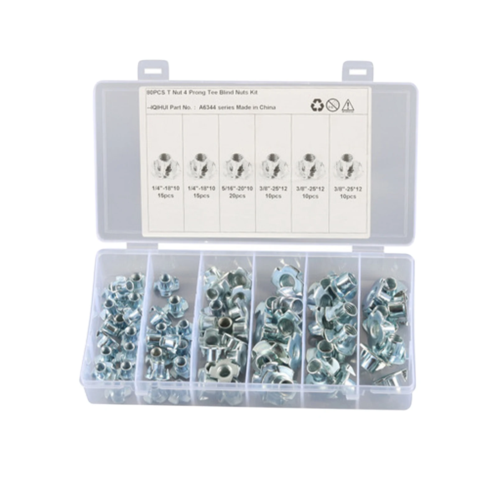 

80pcs/box Barb Stand Accessories Anti Skid Furniture Car Assorted T Nut Cabinet Rock Climbing Zinc Plated Steel Wood 4 Prong